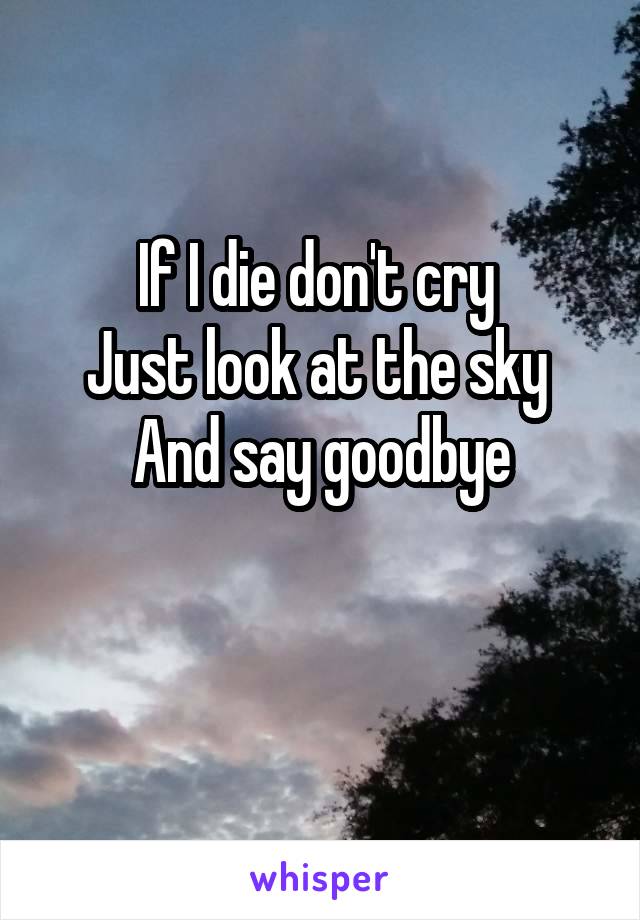 If I die don't cry 
Just look at the sky 
And say goodbye

