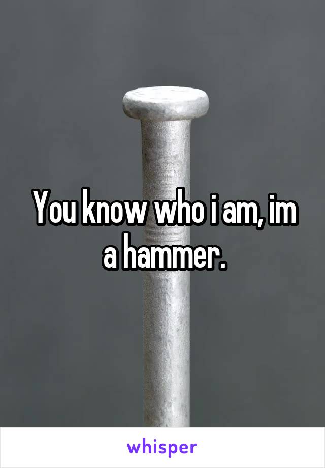 You know who i am, im a hammer.