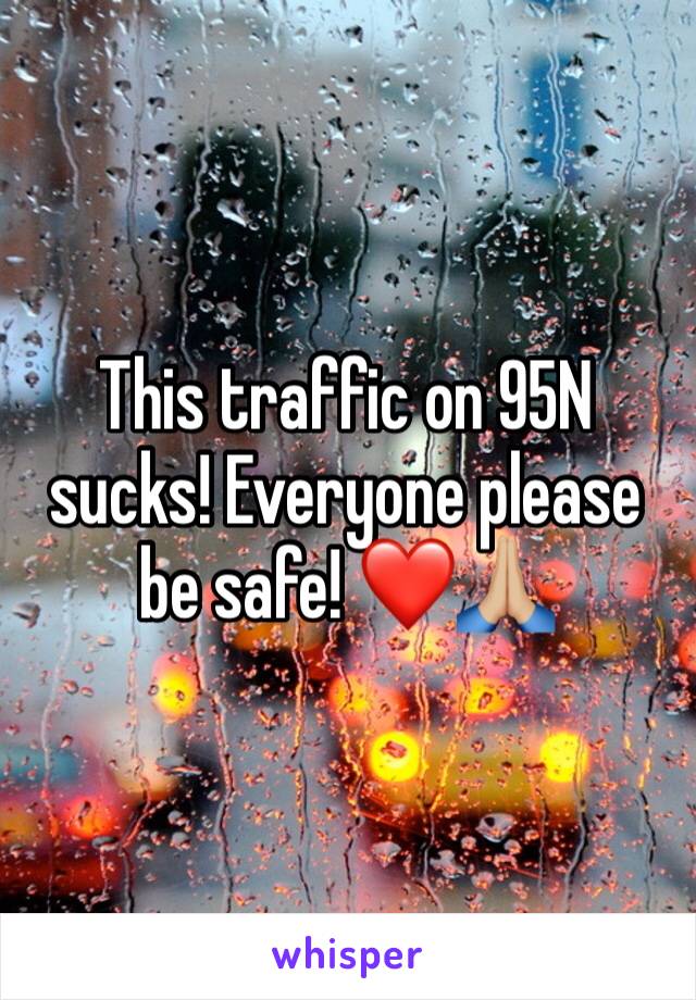 This traffic on 95N sucks! Everyone please be safe! ❤️🙏🏼