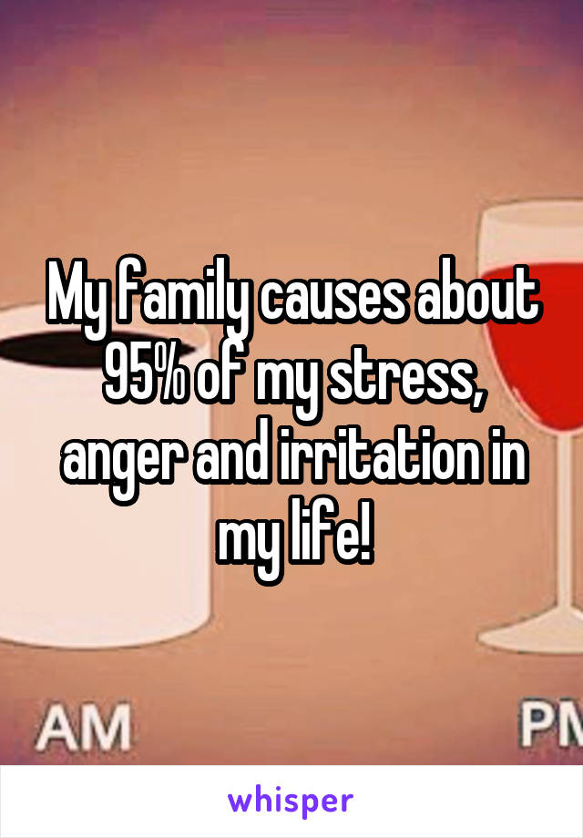 My family causes about 95% of my stress, anger and irritation in my life!