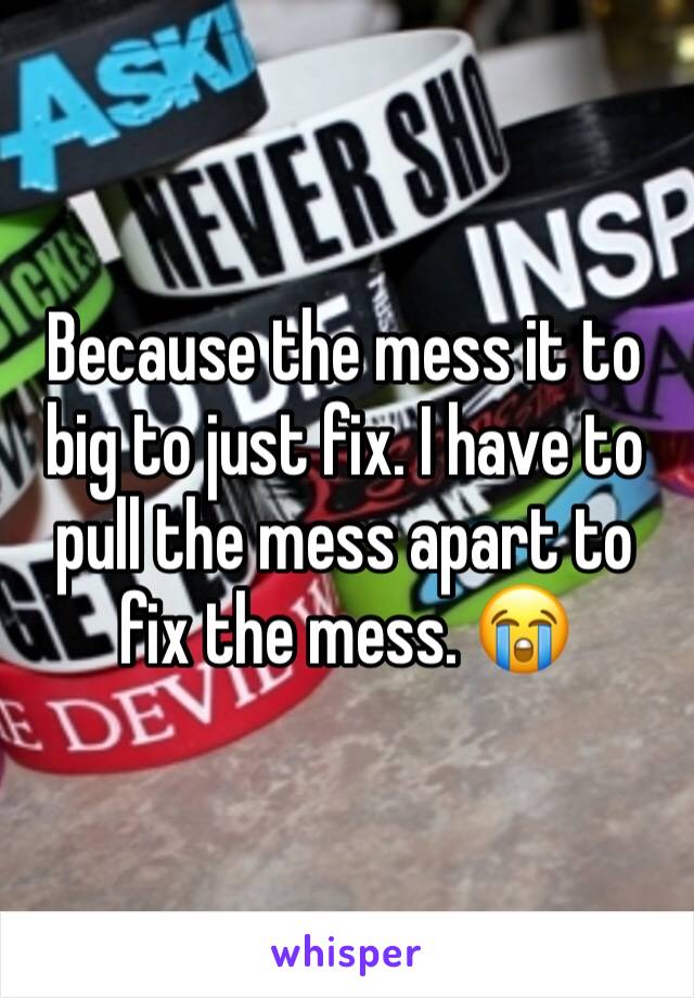 Because the mess it to big to just fix. I have to pull the mess apart to fix the mess. 😭