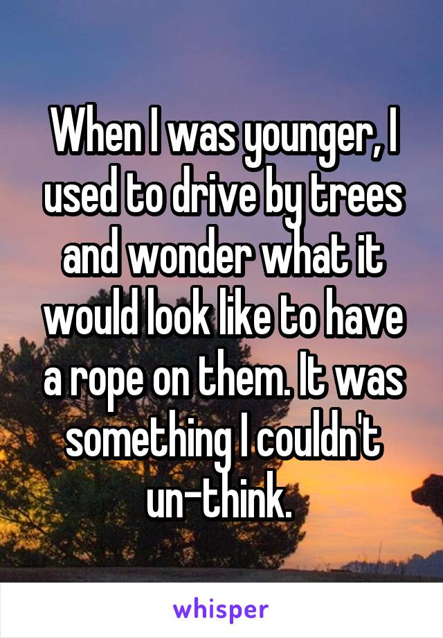 When I was younger, I used to drive by trees and wonder what it would look like to have a rope on them. It was something I couldn't un-think. 