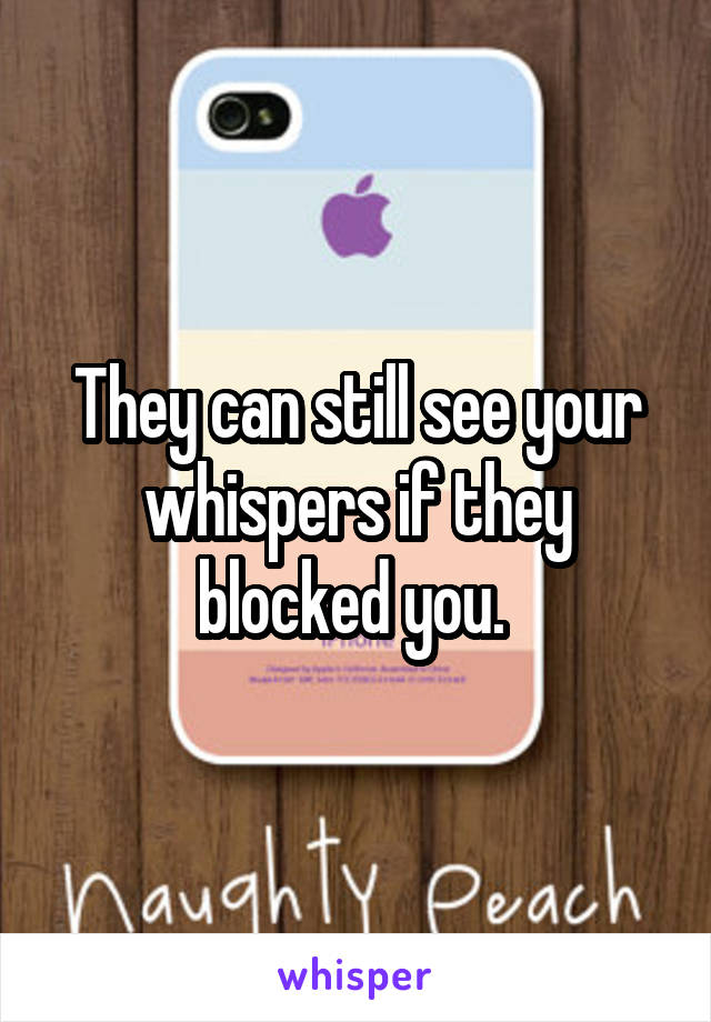 They can still see your whispers if they blocked you. 