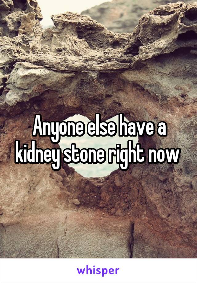 Anyone else have a kidney stone right now 