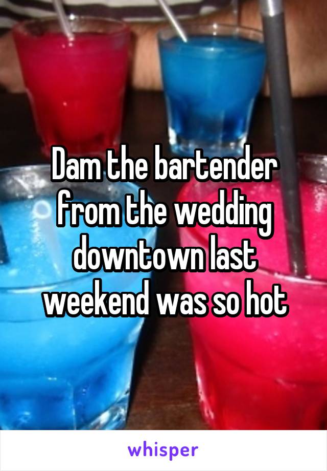 Dam the bartender from the wedding downtown last weekend was so hot