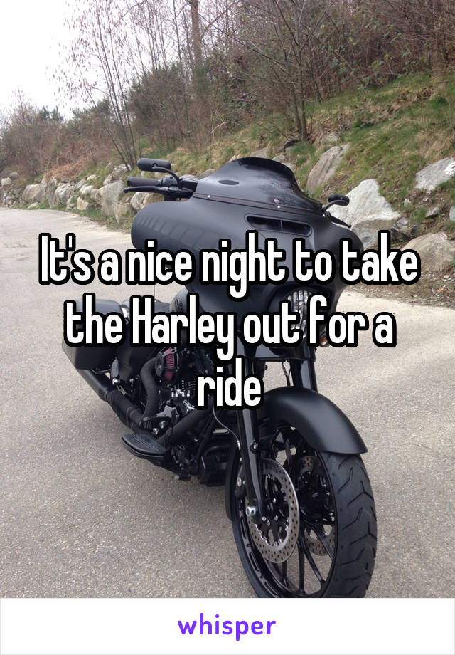 It's a nice night to take the Harley out for a ride