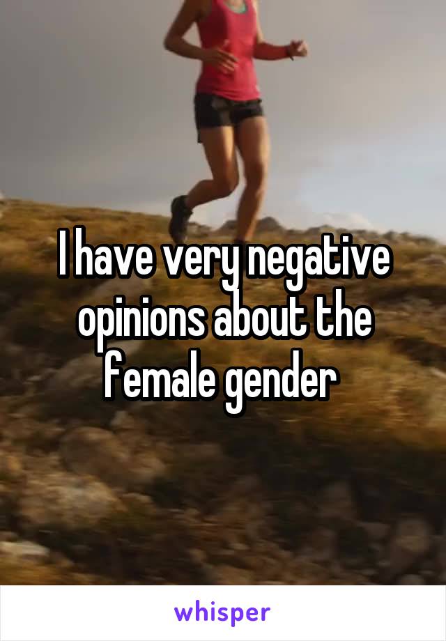 I have very negative opinions about the female gender 