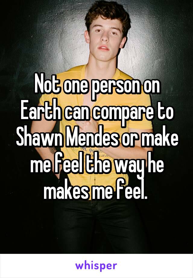 Not one person on Earth can compare to Shawn Mendes or make me feel the way he makes me feel. 
