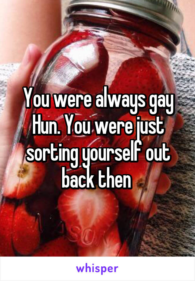 You were always gay Hun. You were just sorting yourself out back then 