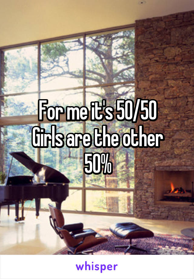 For me it's 50/50
Girls are the other 50%