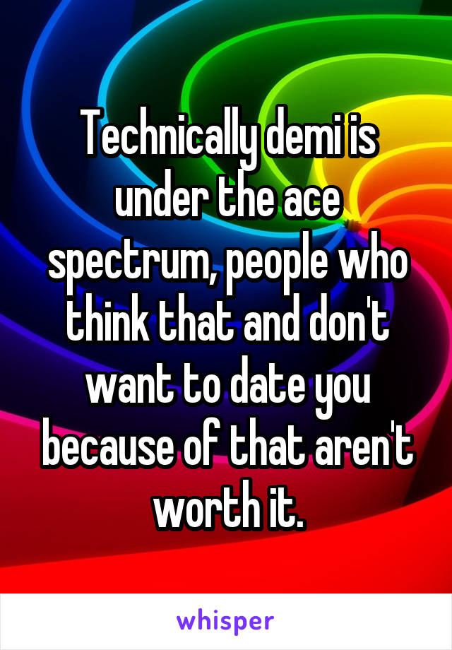 Technically demi is under the ace spectrum, people who think that and don't want to date you because of that aren't worth it.