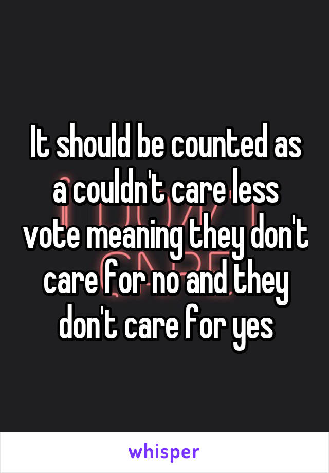It should be counted as a couldn't care less vote meaning they don't care for no and they don't care for yes