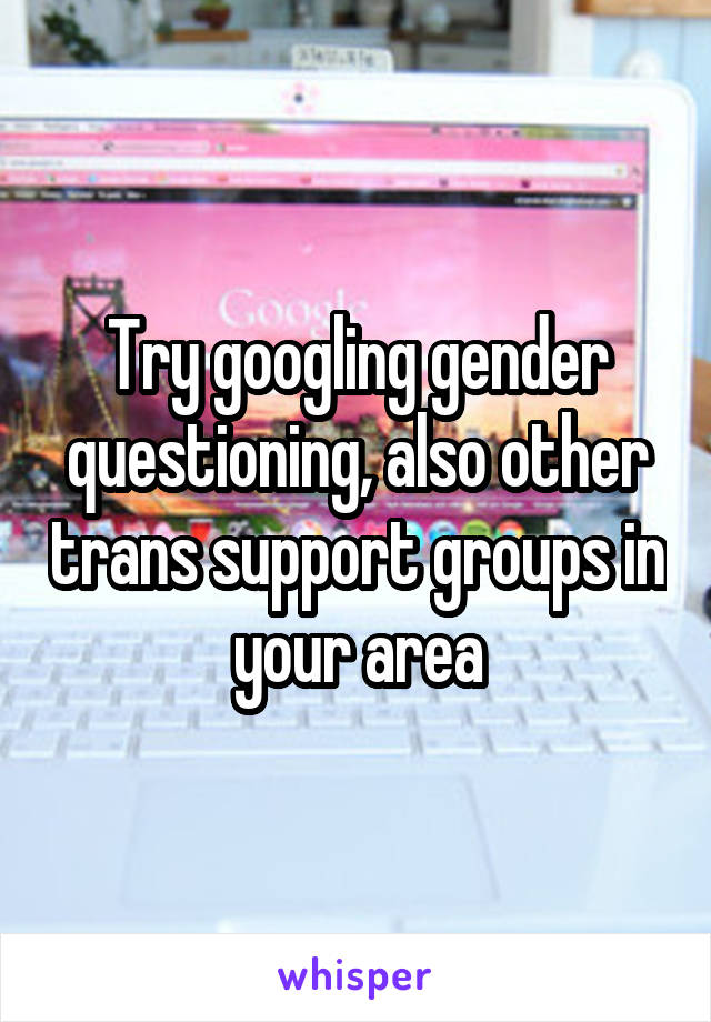 Try googling gender questioning, also other trans support groups in your area