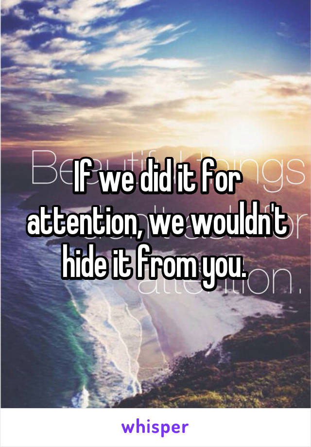 If we did it for attention, we wouldn't hide it from you. 