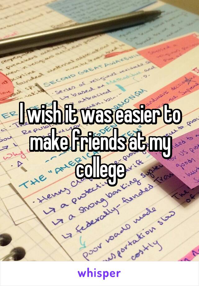 I wish it was easier to make friends at my college