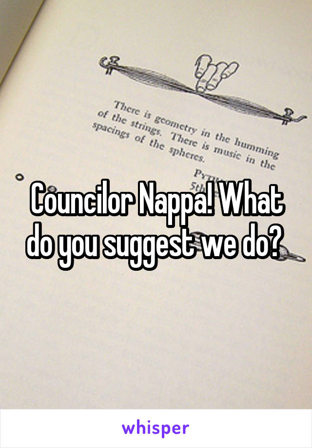 Councilor Nappa! What do you suggest we do? 