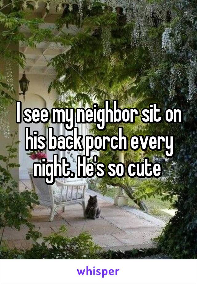 I see my neighbor sit on his back porch every night. He's so cute 