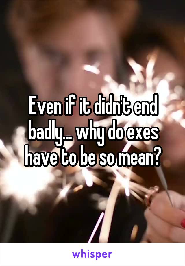 Even if it didn't end badly... why do exes have to be so mean?