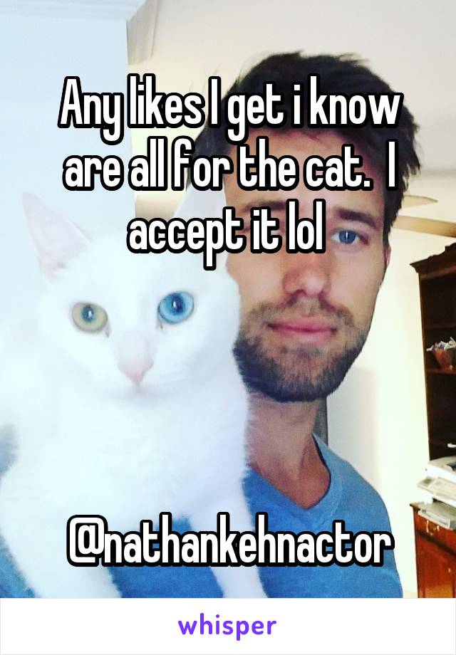 Any likes I get i know are all for the cat.  I accept it lol 




@nathankehnactor