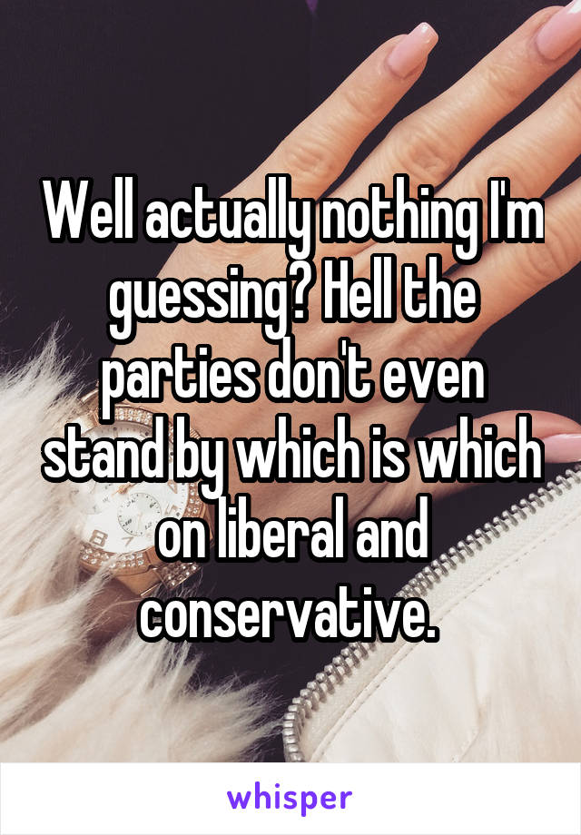 Well actually nothing I'm guessing? Hell the parties don't even stand by which is which on liberal and conservative. 