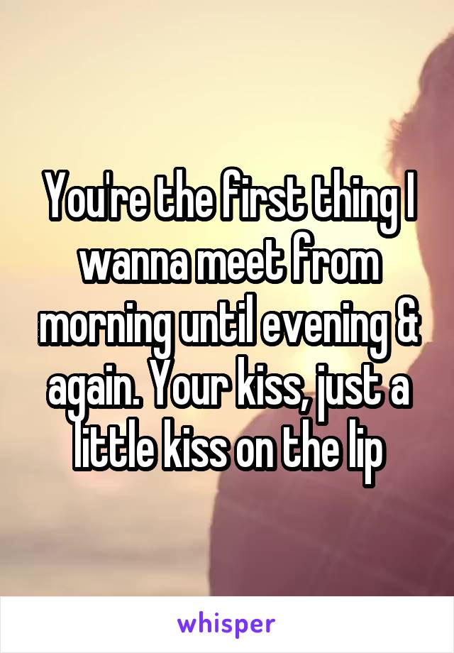 You're the first thing I wanna meet from morning until evening & again. Your kiss, just a little kiss on the lip