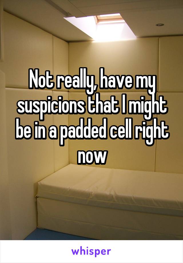 Not really, have my suspicions that I might be in a padded cell right now
