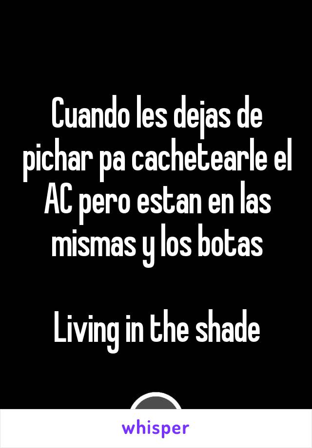 Cuando les dejas de pichar pa cachetearle el AC pero estan en las mismas y los botas

Living in the shade