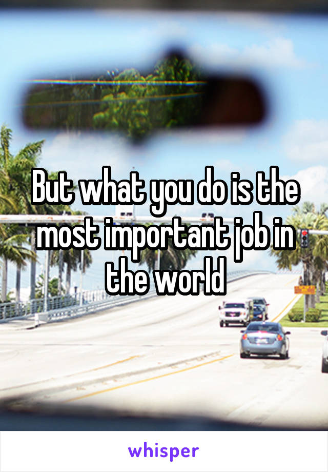 But what you do is the most important job in the world