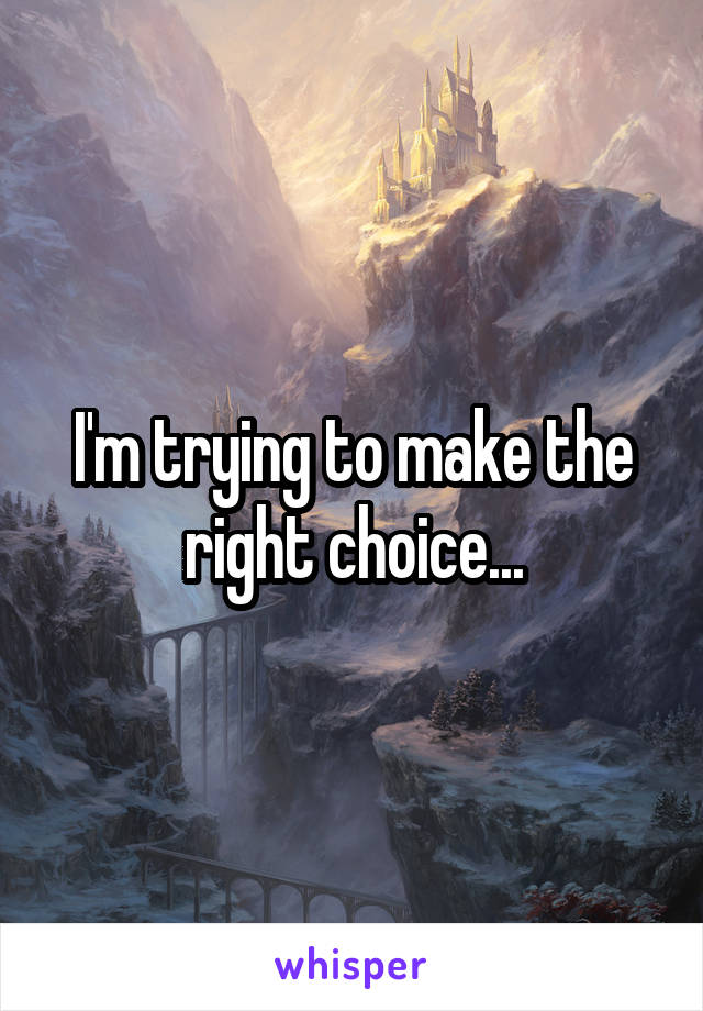 I'm trying to make the right choice...