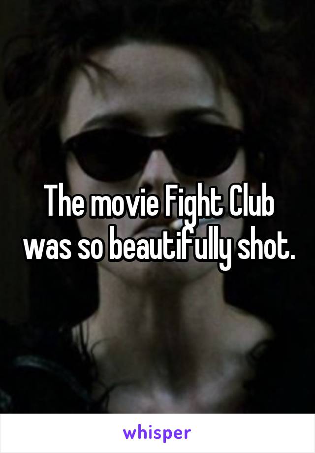 The movie Fight Club was so beautifully shot.