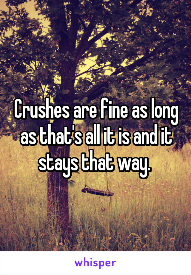 Crushes are fine as long as that's all it is and it stays that way. 