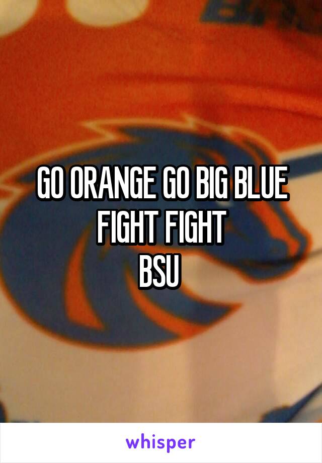 GO ORANGE GO BIG BLUE
FIGHT FIGHT
BSU 