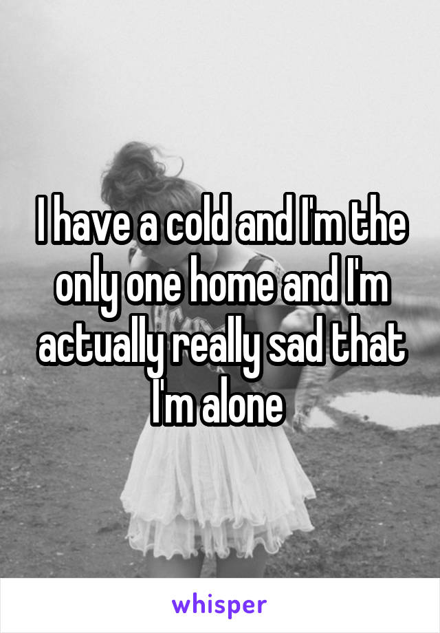 I have a cold and I'm the only one home and I'm actually really sad that I'm alone 