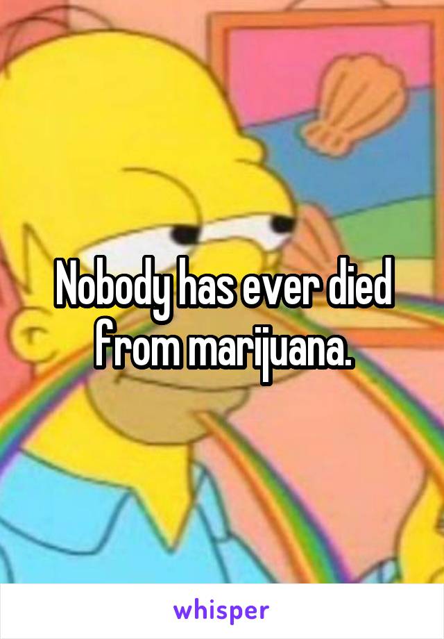 Nobody has ever died from marijuana.