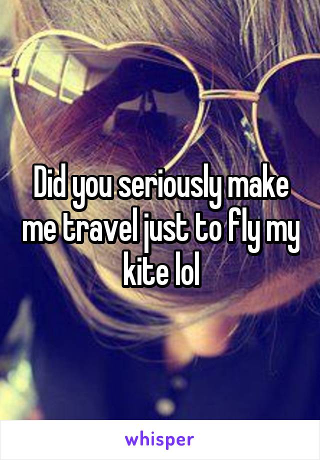 Did you seriously make me travel just to fly my kite lol