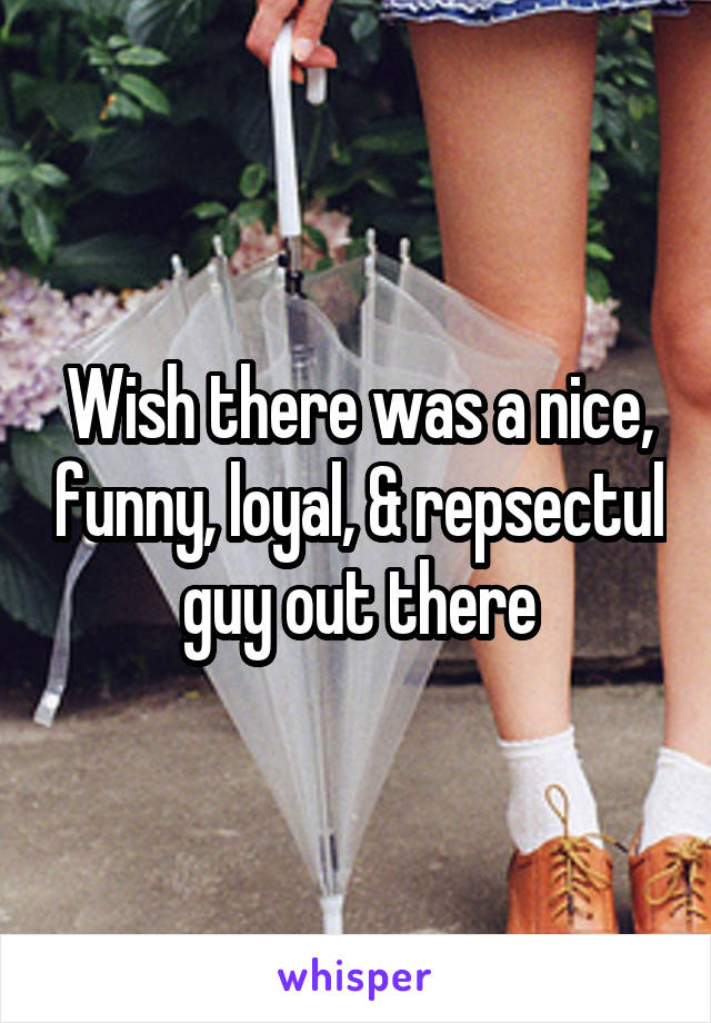 Wish there was a nice, funny, loyal, & repsectul guy out there