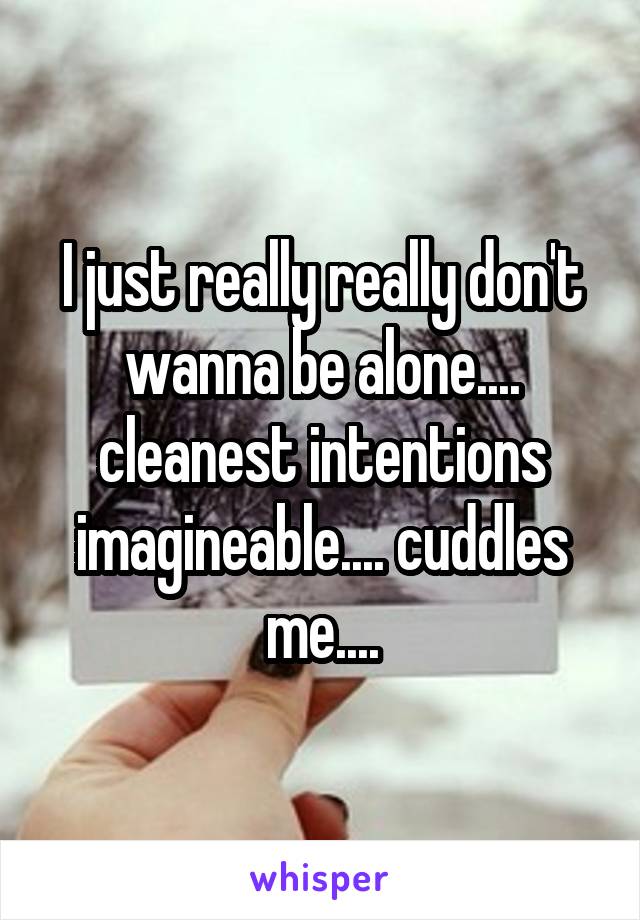 I just really really don't wanna be alone.... cleanest intentions imagineable.... cuddles me....