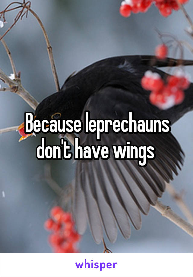 Because leprechauns don't have wings 