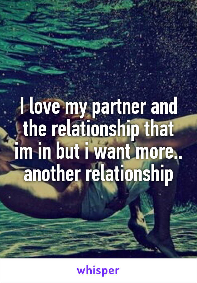 I love my partner and the relationship that im in but i want more.. another relationship