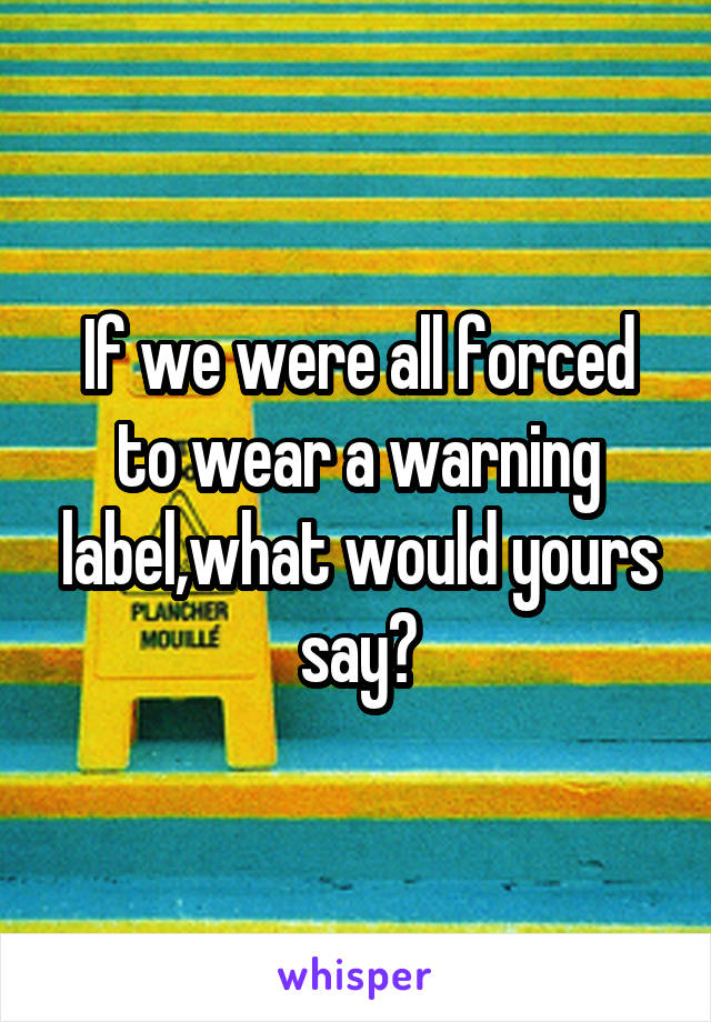 If we were all forced to wear a warning label,what would yours say?