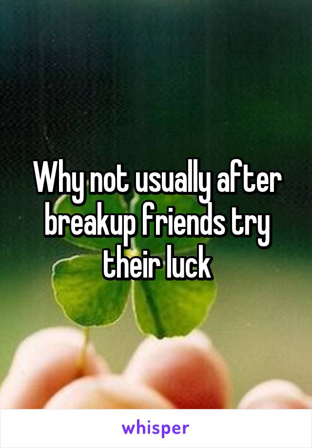 Why not usually after breakup friends try their luck