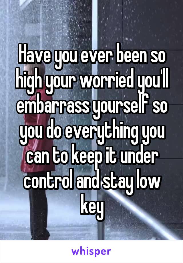 Have you ever been so high your worried you'll embarrass yourself so you do everything you can to keep it under control and stay low key