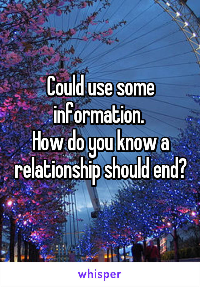 Could use some information. 
How do you know a relationship should end? 