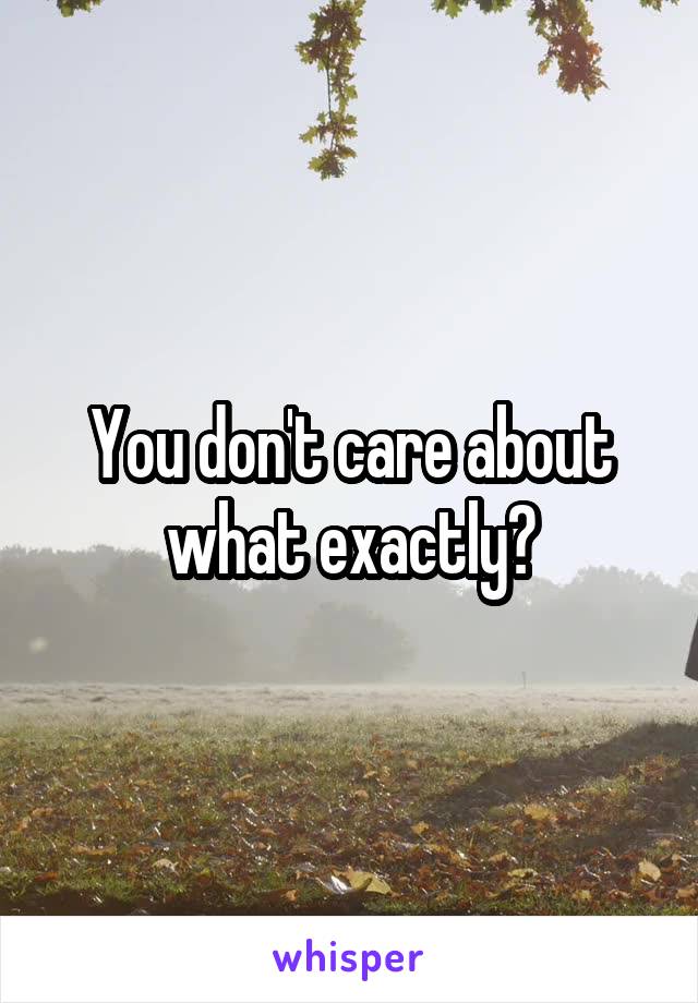 You don't care about what exactly?