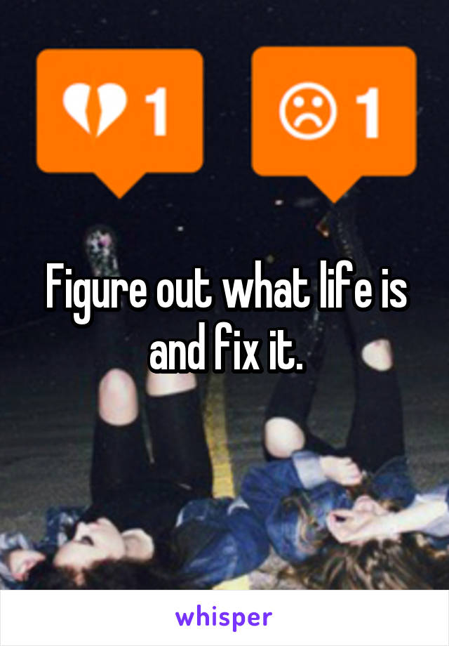 Figure out what life is and fix it.