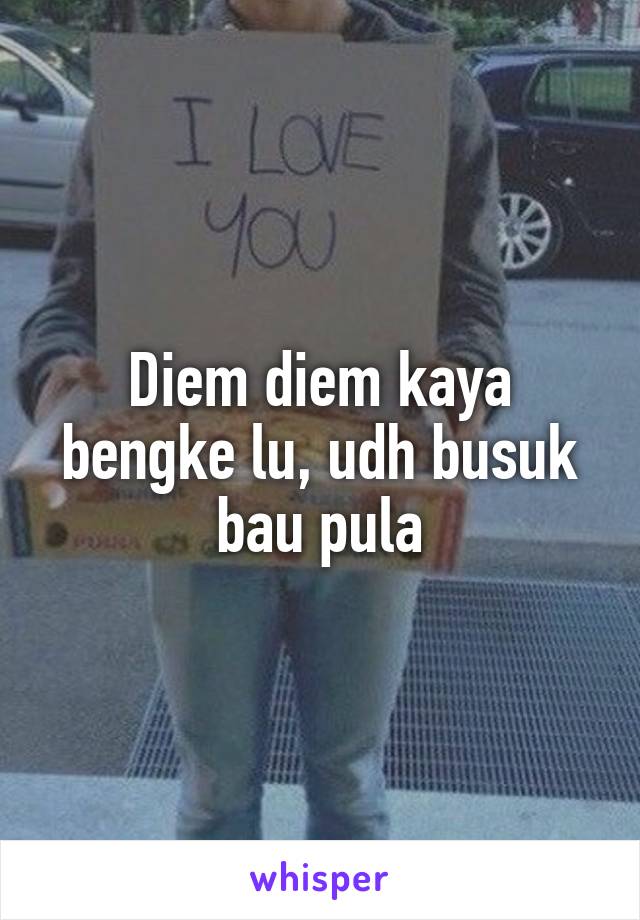 Diem diem kaya bengke lu, udh busuk bau pula