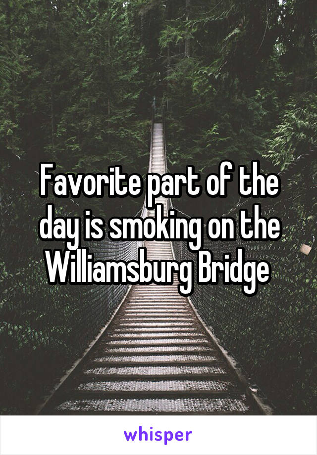 Favorite part of the day is smoking on the Williamsburg Bridge 