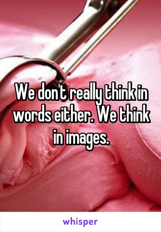 We don't really think in words either. We think in images.