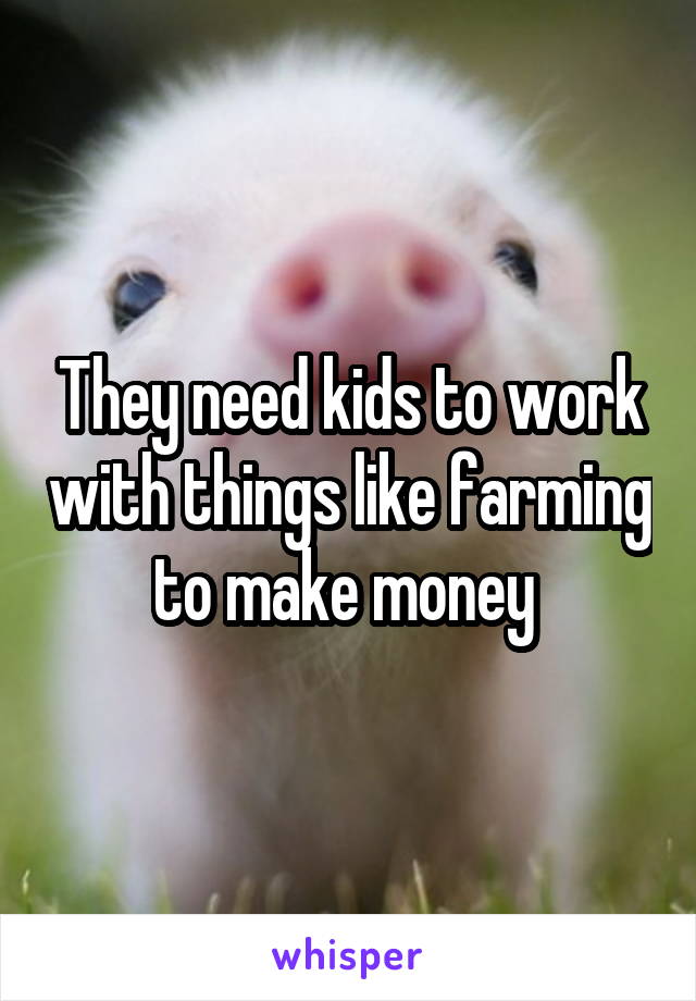 They need kids to work with things like farming to make money 