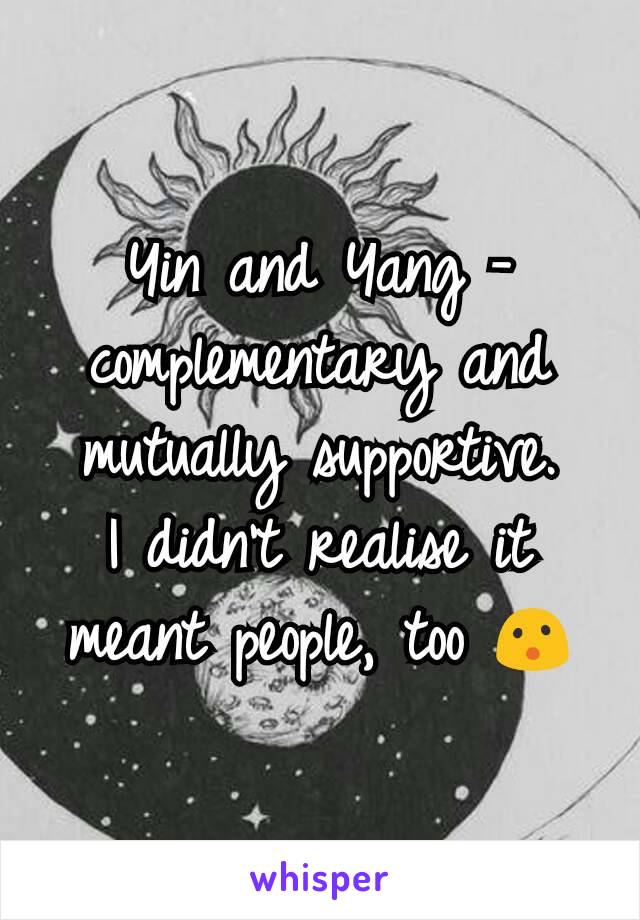 Yin and Yang - complementary and mutually supportive.
I didn't realise it meant people, too 😮